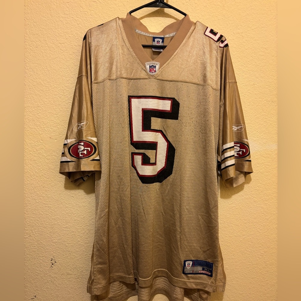 San Francisco 49ers #5 Jeff Garcia Gold Reebok NFL Jersey Size XL
